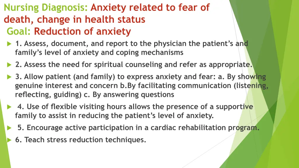 nursing diagnosis anxiety related to fear