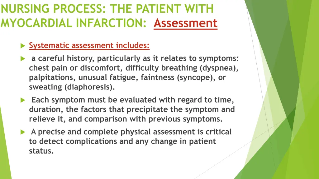 nursing process the patient with myocardial