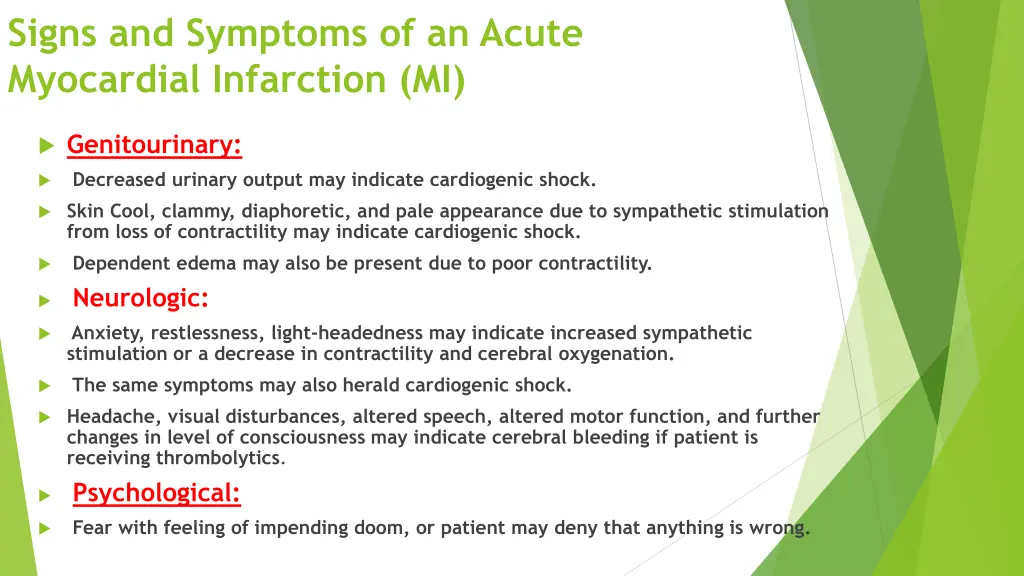 signs and symptoms of an acute myocardial 1