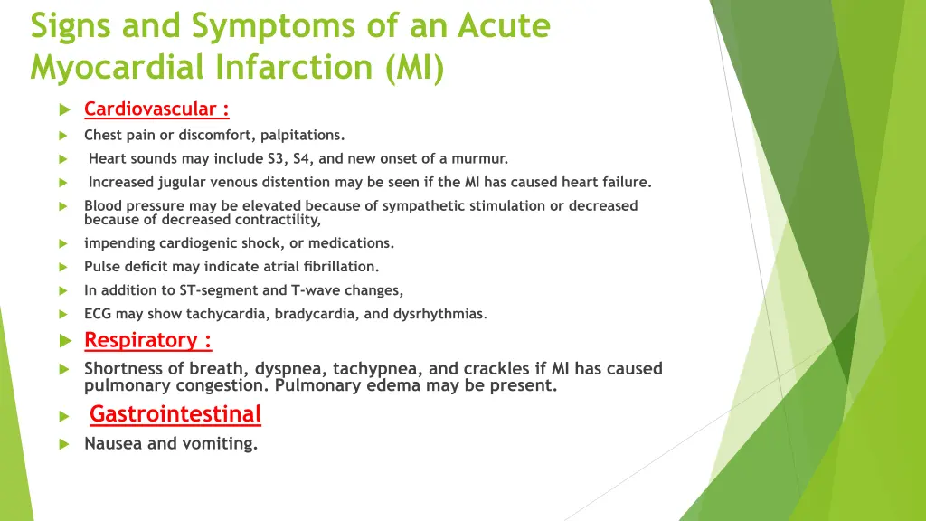 signs and symptoms of an acute myocardial