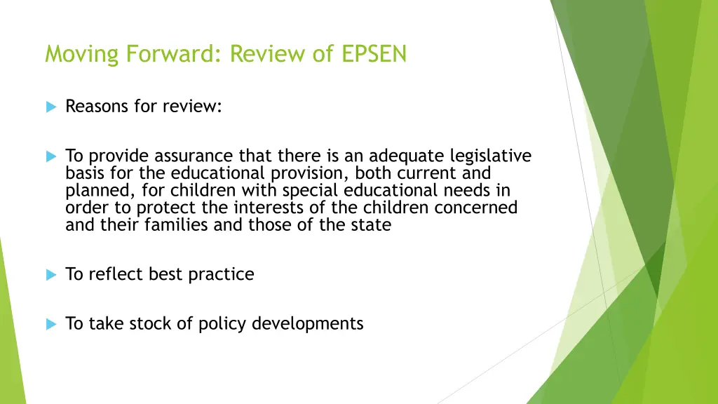 moving forward review of epsen