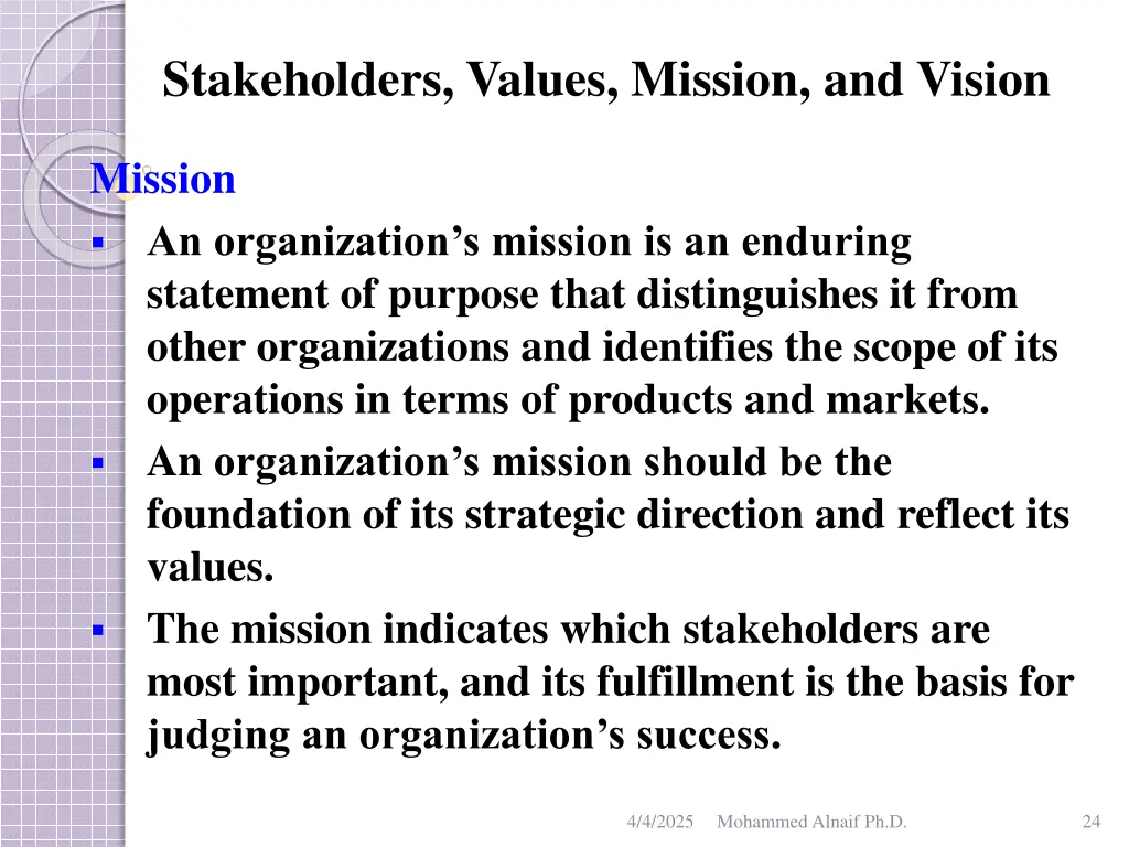 stakeholders values mission and vision 20