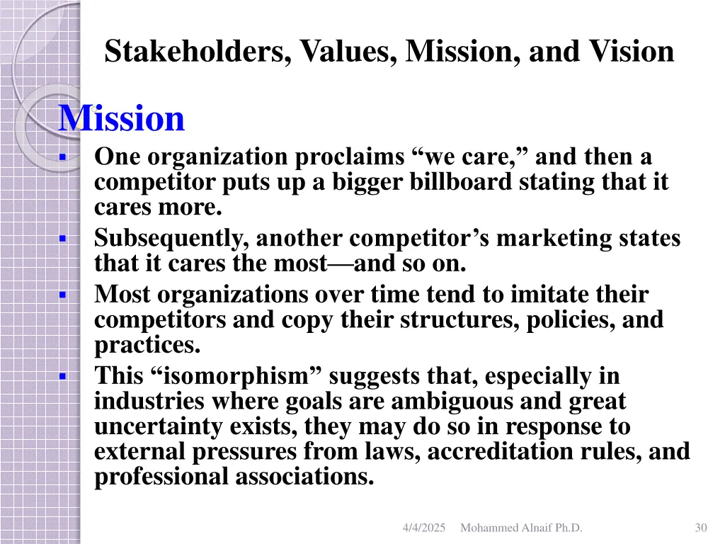 stakeholders values mission and vision 26
