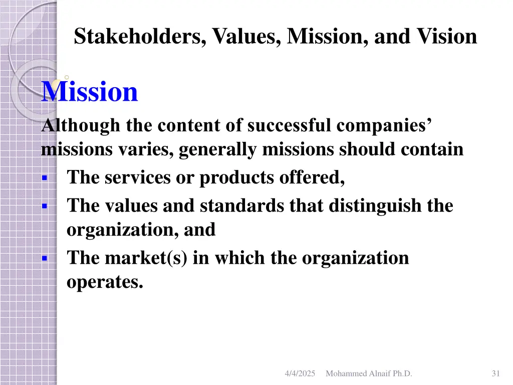 stakeholders values mission and vision 27