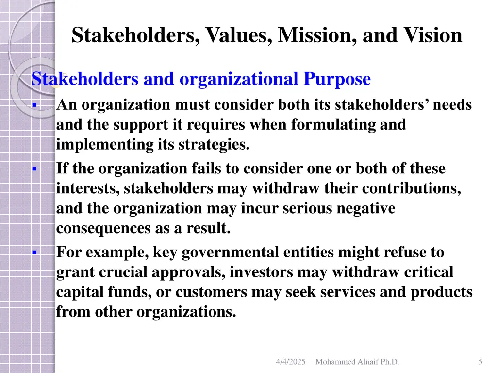 stakeholders values mission and vision 3