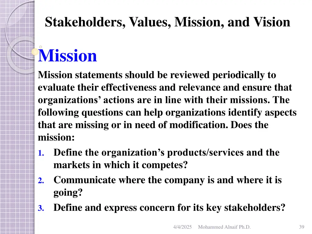 stakeholders values mission and vision 35