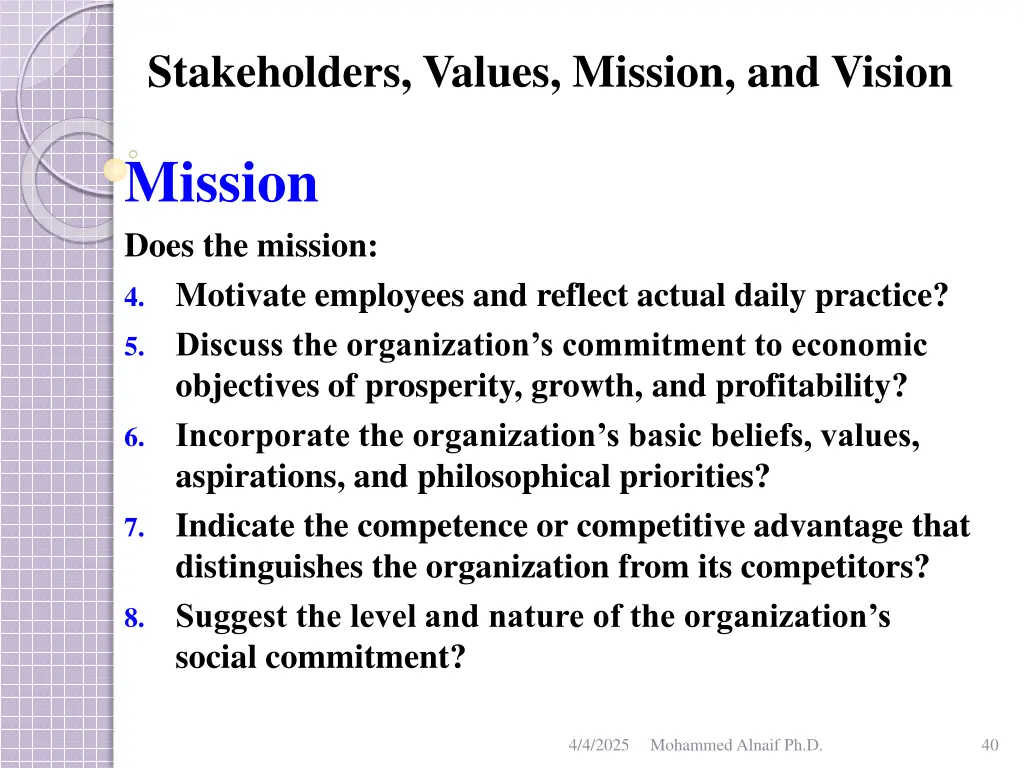stakeholders values mission and vision 36