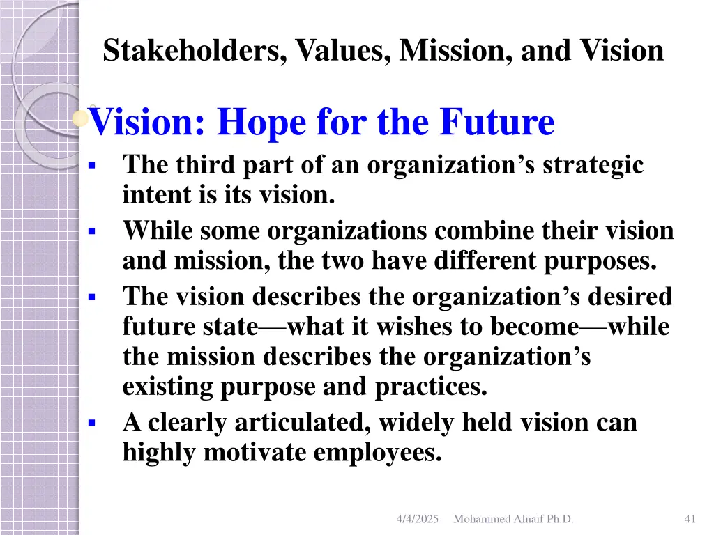 stakeholders values mission and vision 37