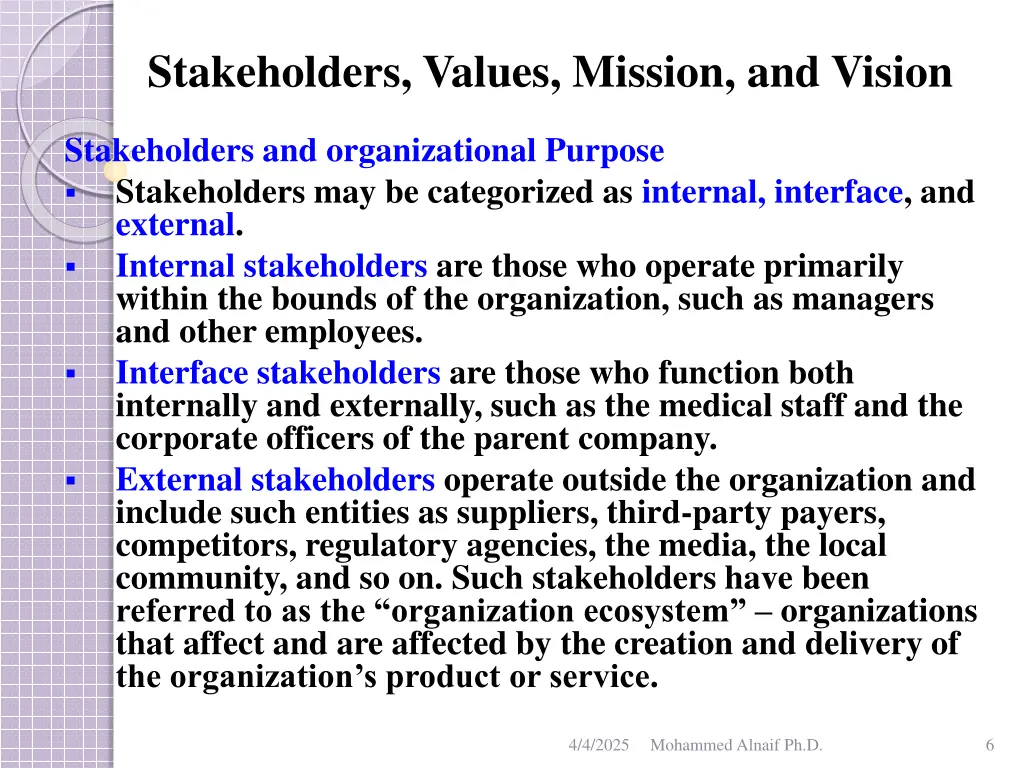 stakeholders values mission and vision 4