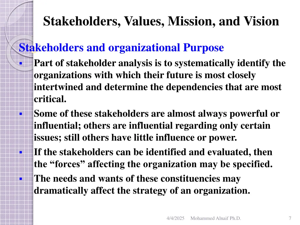 stakeholders values mission and vision 5