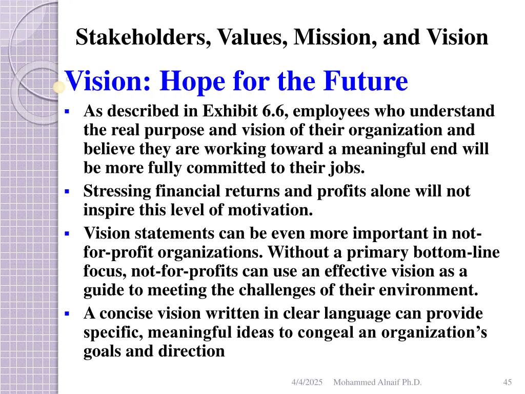 stakeholders values mission and vision vision 2