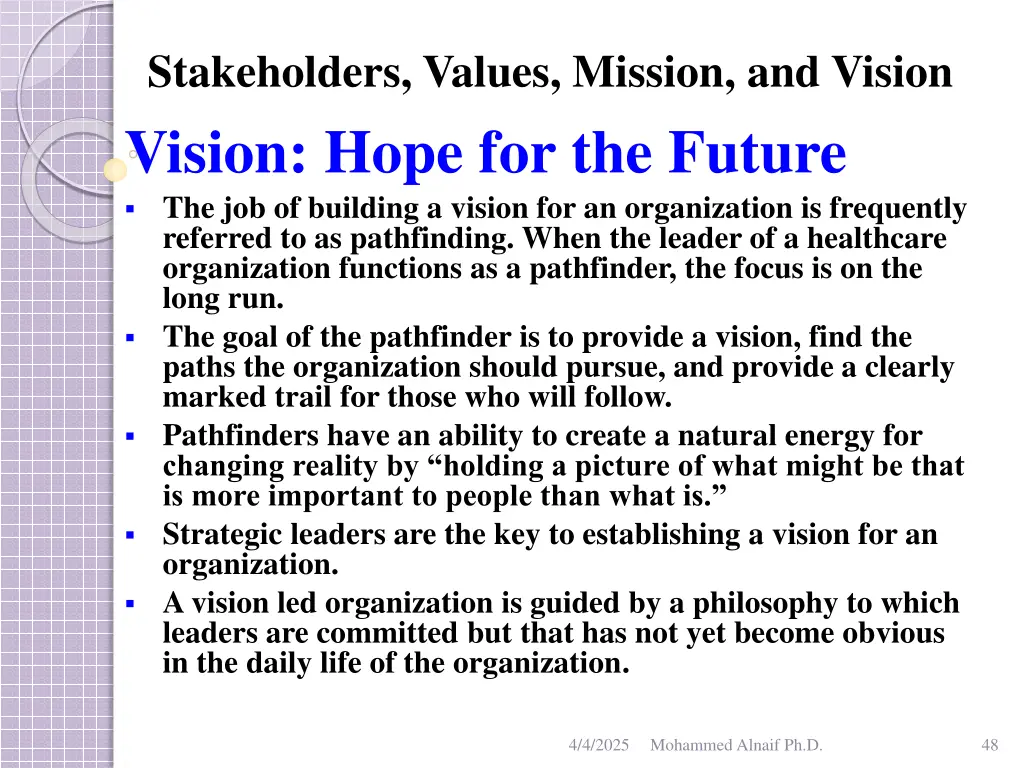 stakeholders values mission and vision vision 5
