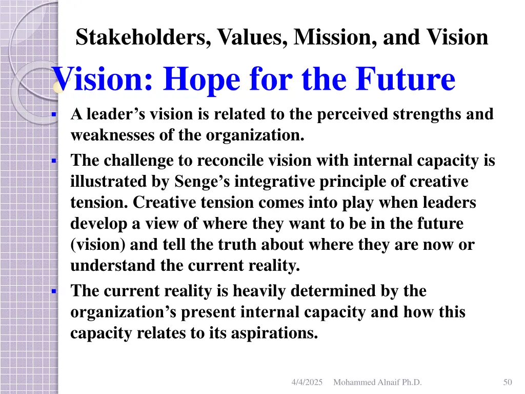 stakeholders values mission and vision vision 7