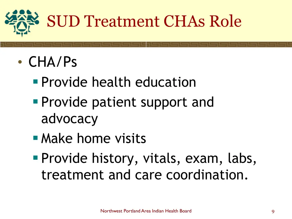 sud treatment chas role