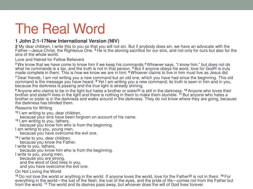 the real word 1 john 2 1 17new international