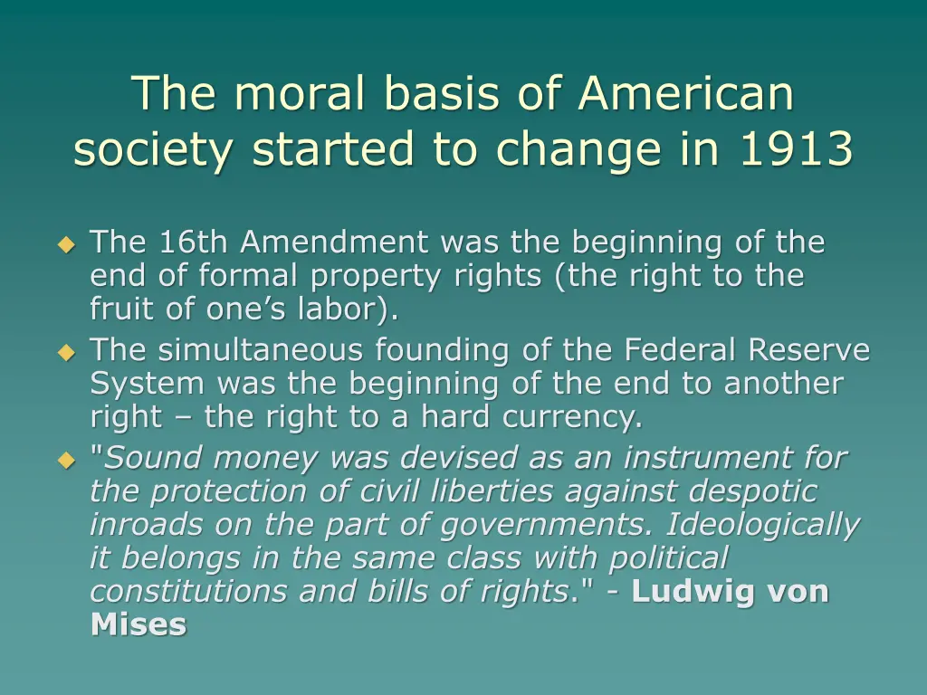 the moral basis of american society started
