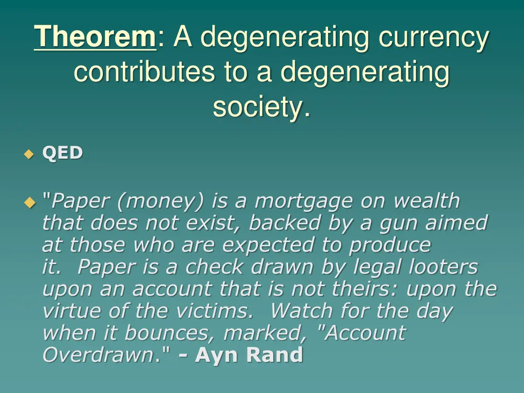 theorem a degenerating currency contributes 1