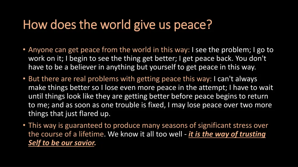 how does the world give us peace how does