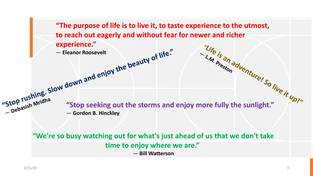 the purpose of life is to live it to taste