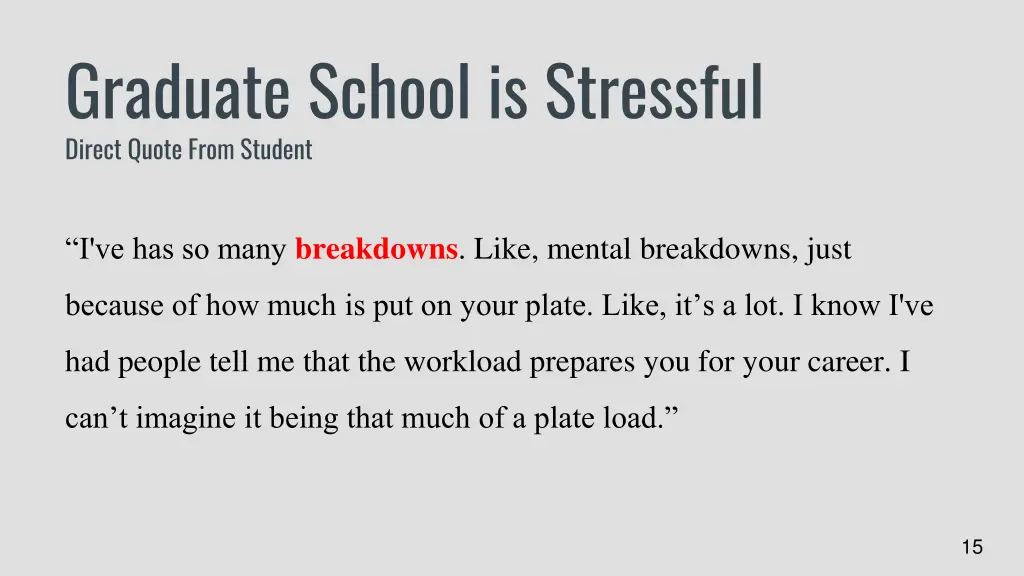 graduate school is stressful direct quote from 1