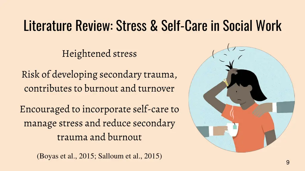 literature review stress self care in social work