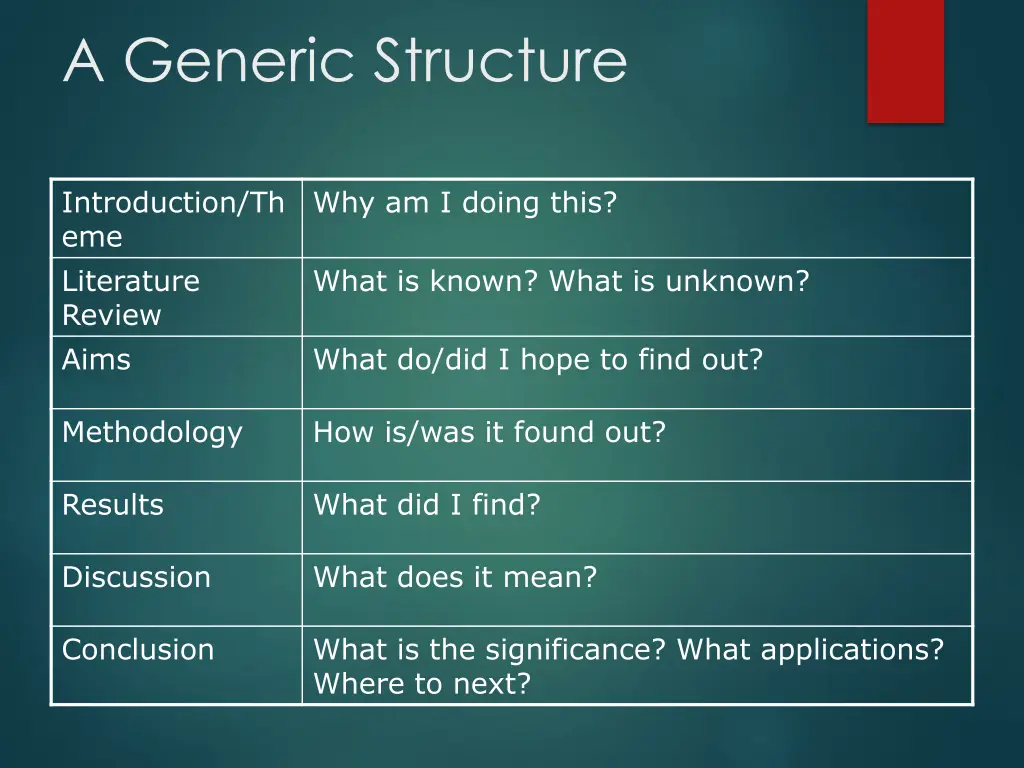 a generic structure