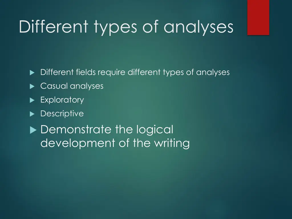 different types of analyses