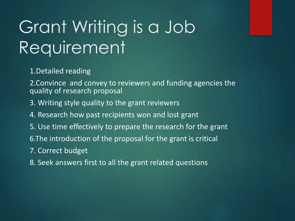 grant writing is a job requirement
