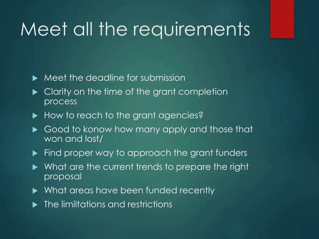 meet all the requirements