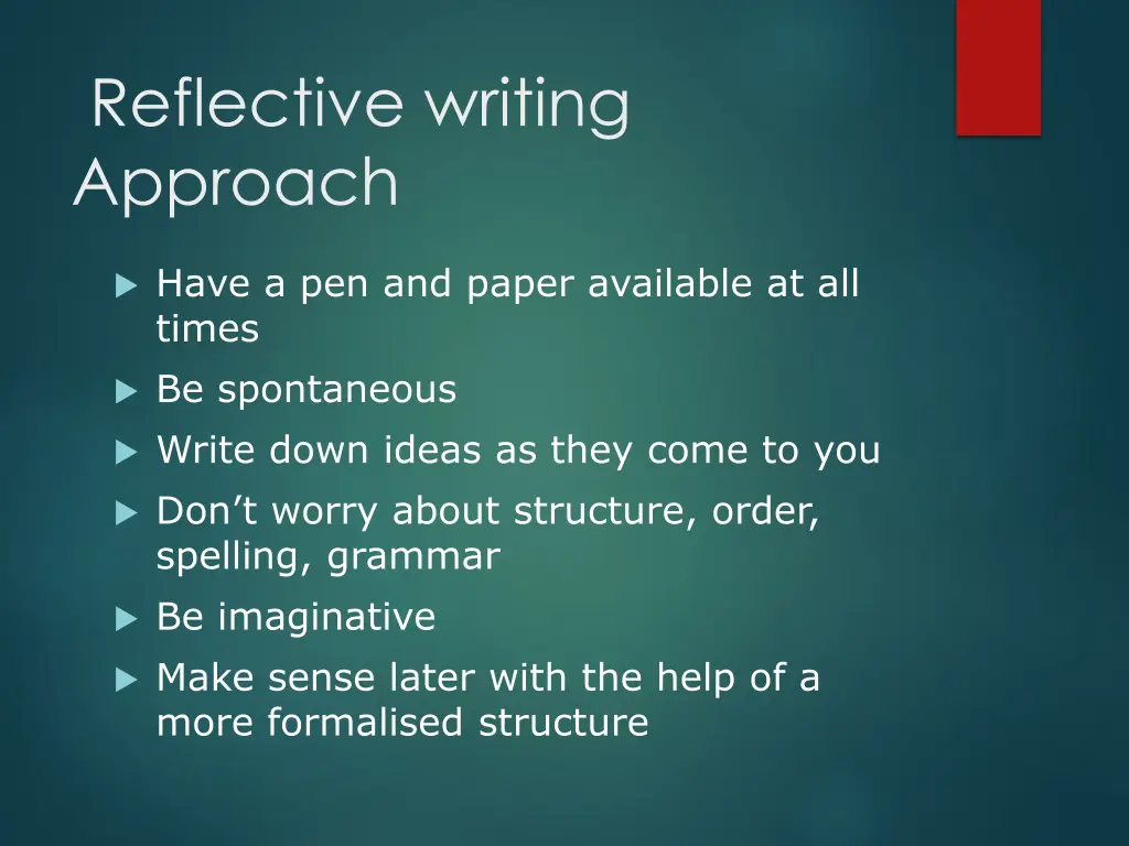 reflective writing approach
