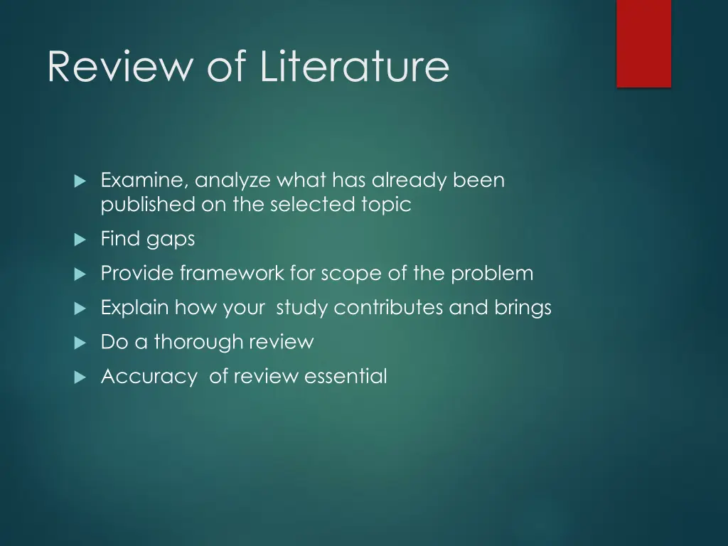 review of literature