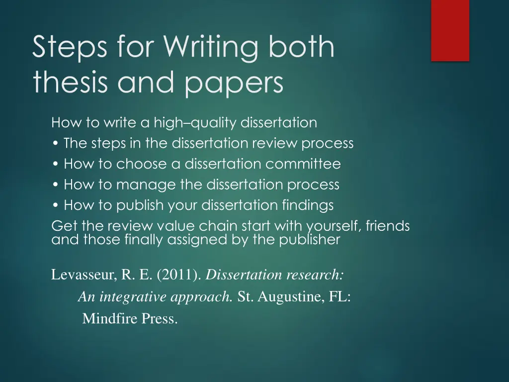 steps for writing both thesis and papers 1