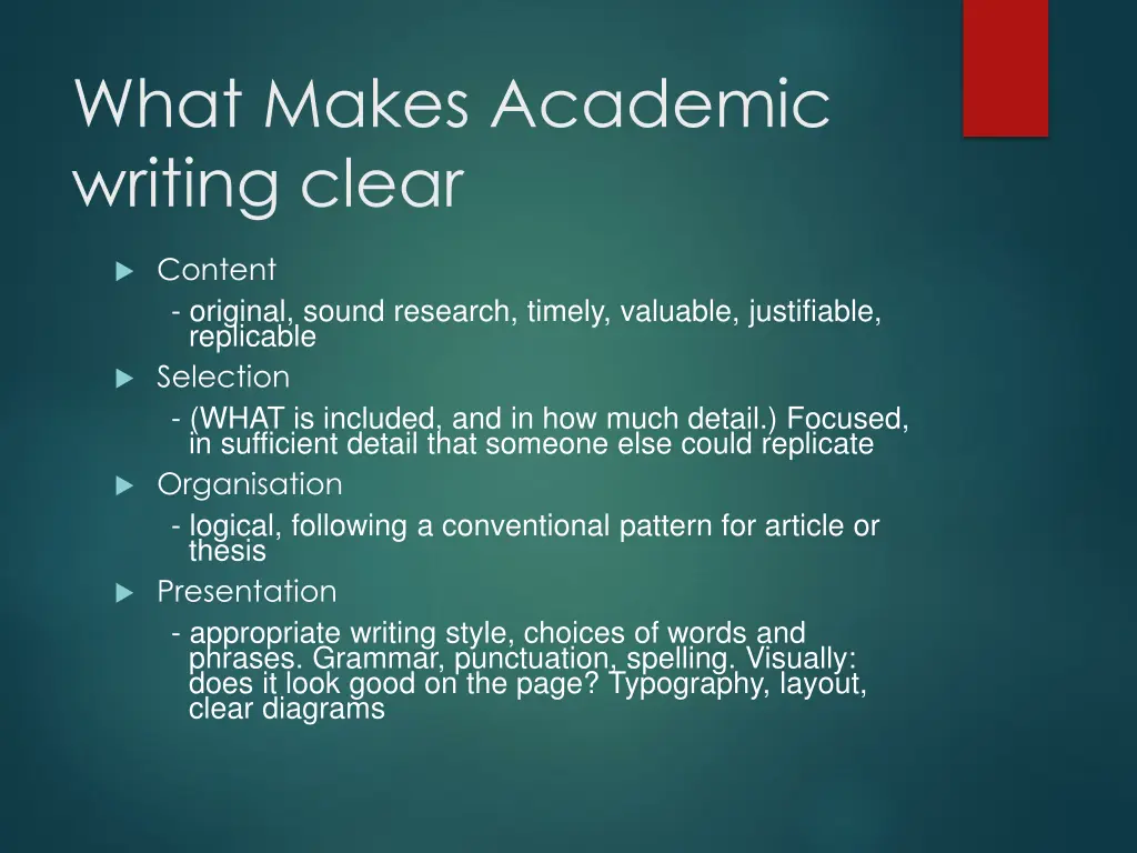 what makes academic writing clear