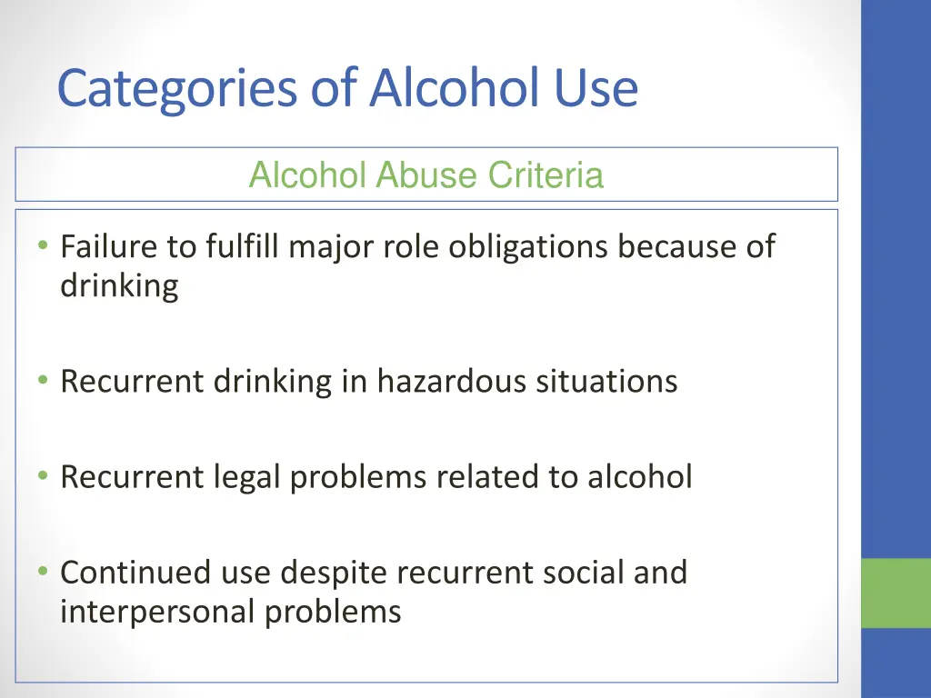 categories of alcohol use 2