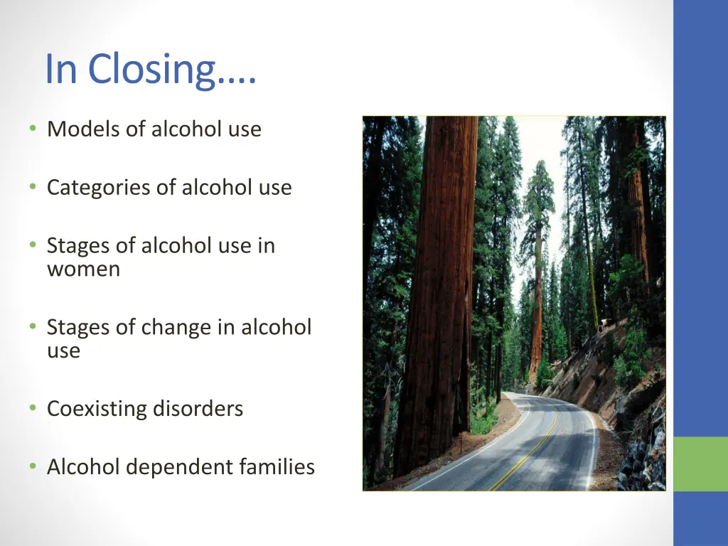 in closing