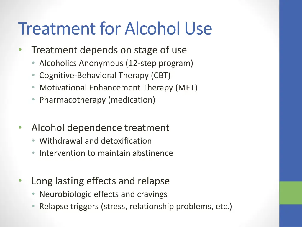 treatment for alcohol use