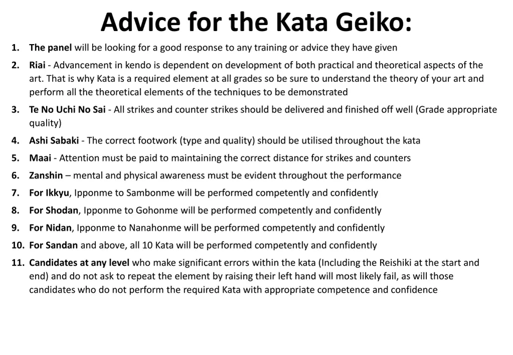 advice for the kata geiko the panel will