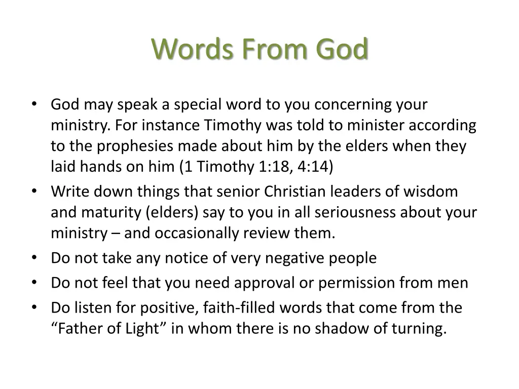 words from god