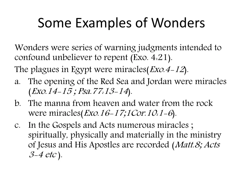some examples of wonders