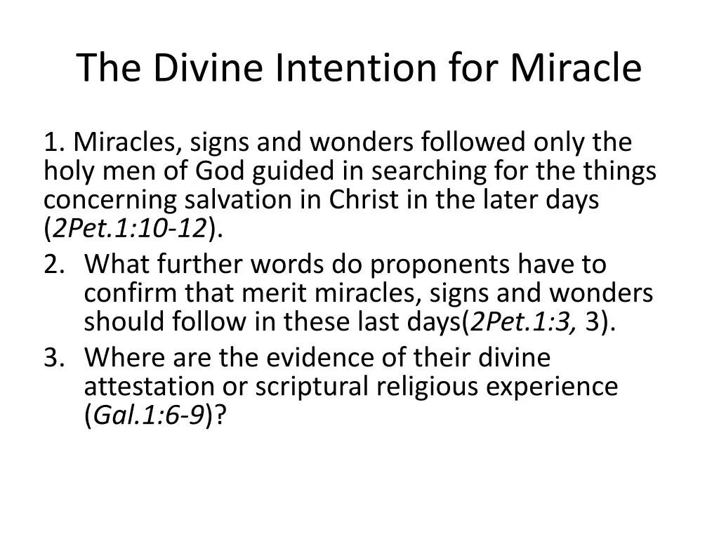 the divine intention for miracle