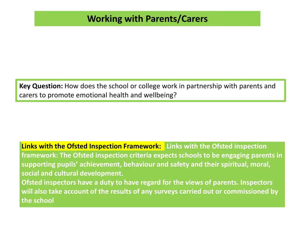 working with parents carers