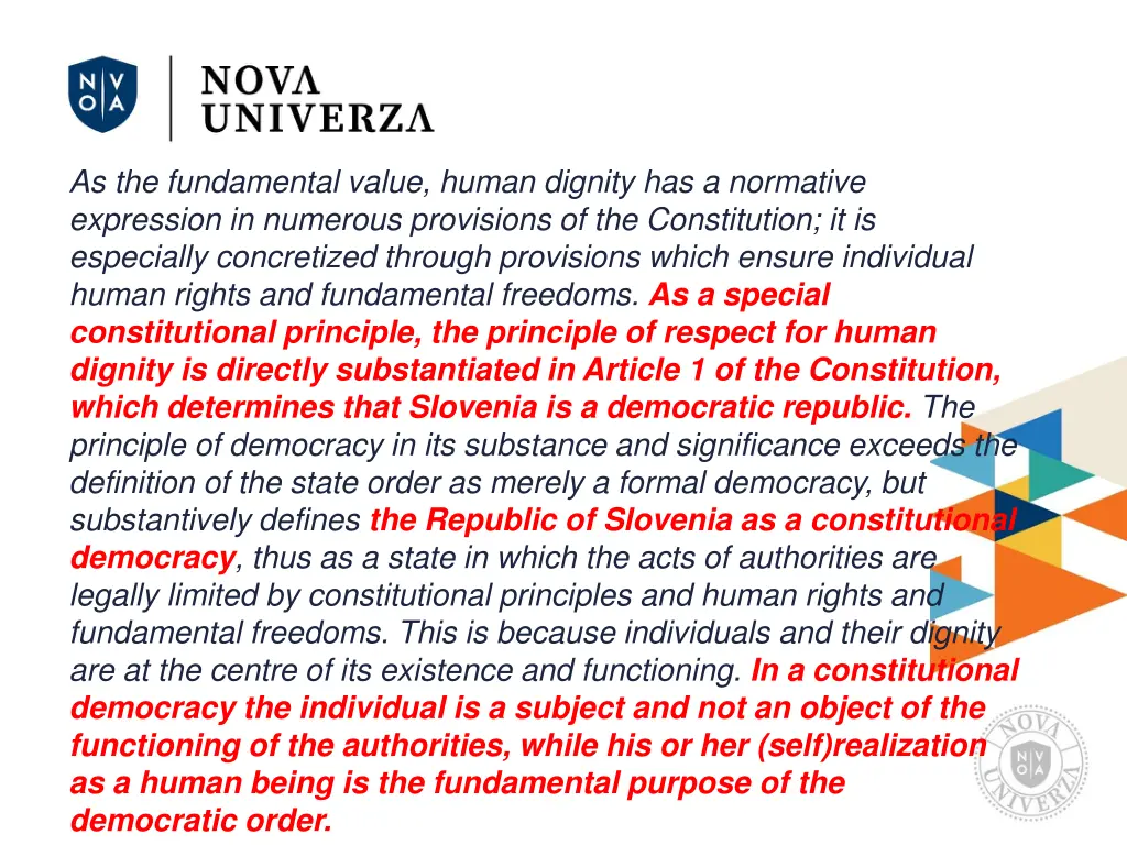 as the fundamental value human dignity
