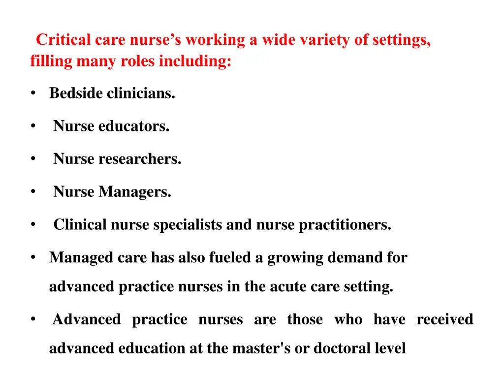 critical care nurse s working a wide variety