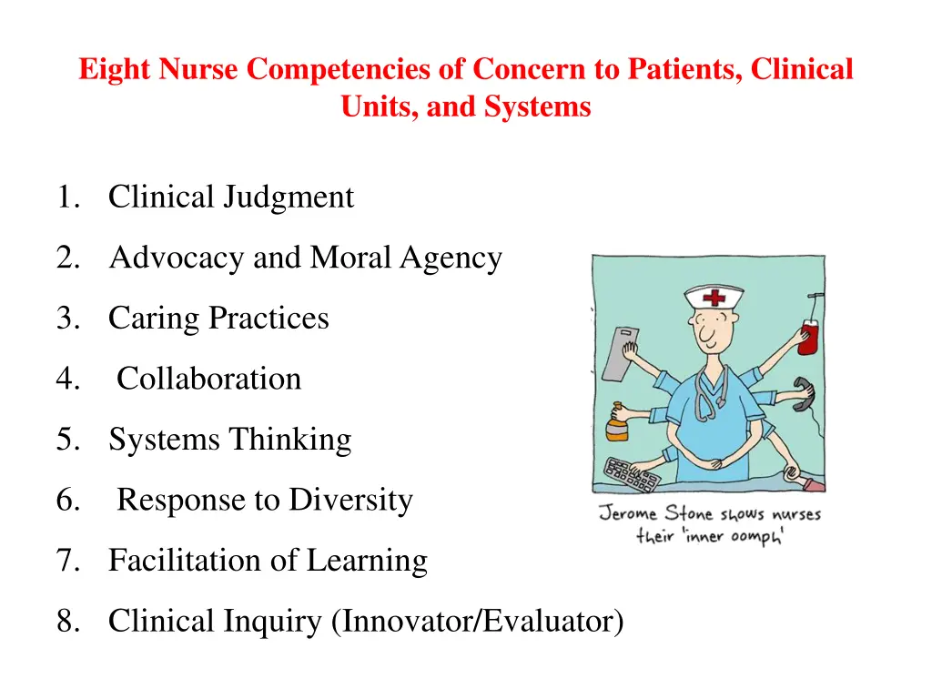 eight nurse competencies of concern to patients
