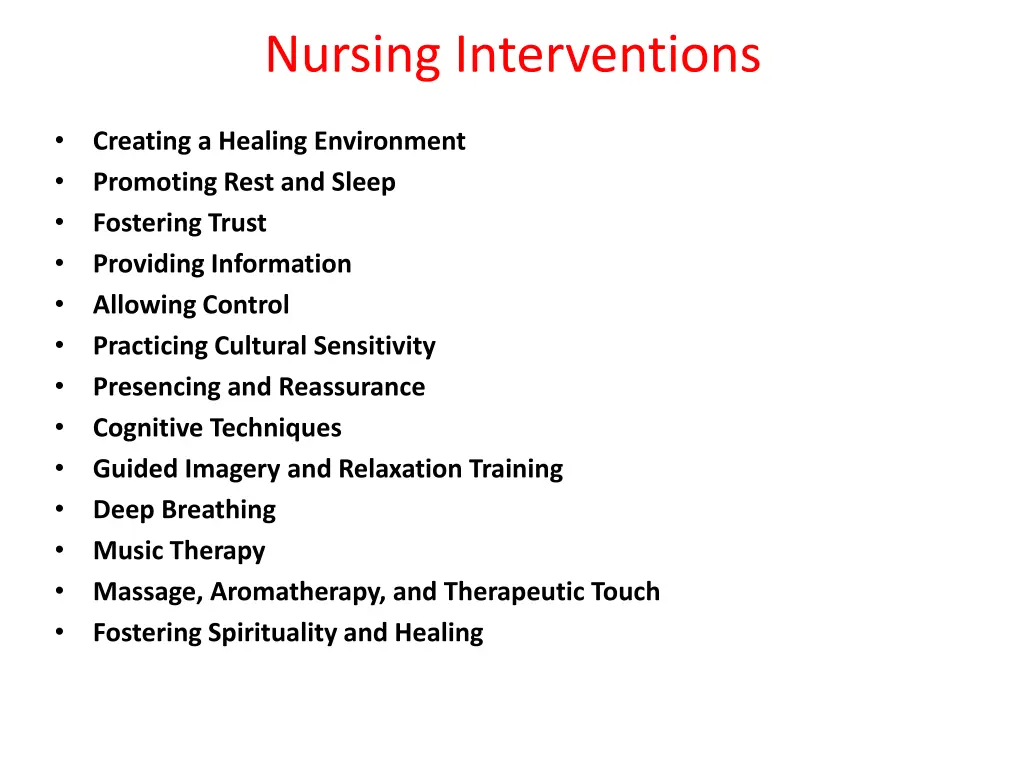 nursing interventions
