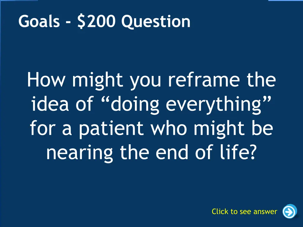 goals 200 question