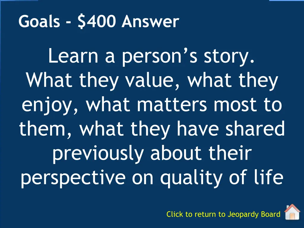 goals 400 answer
