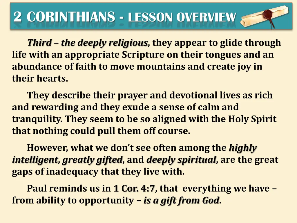 2 corinthians lesson overview 2