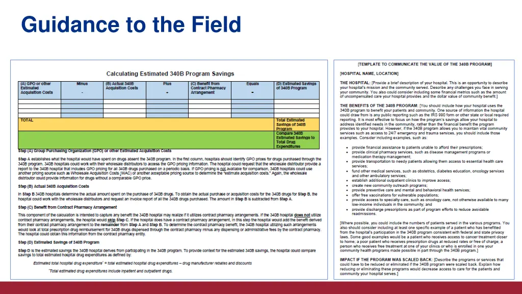 guidance to the field