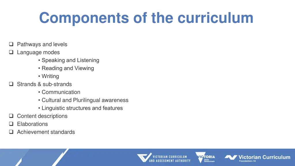 components of the curriculum